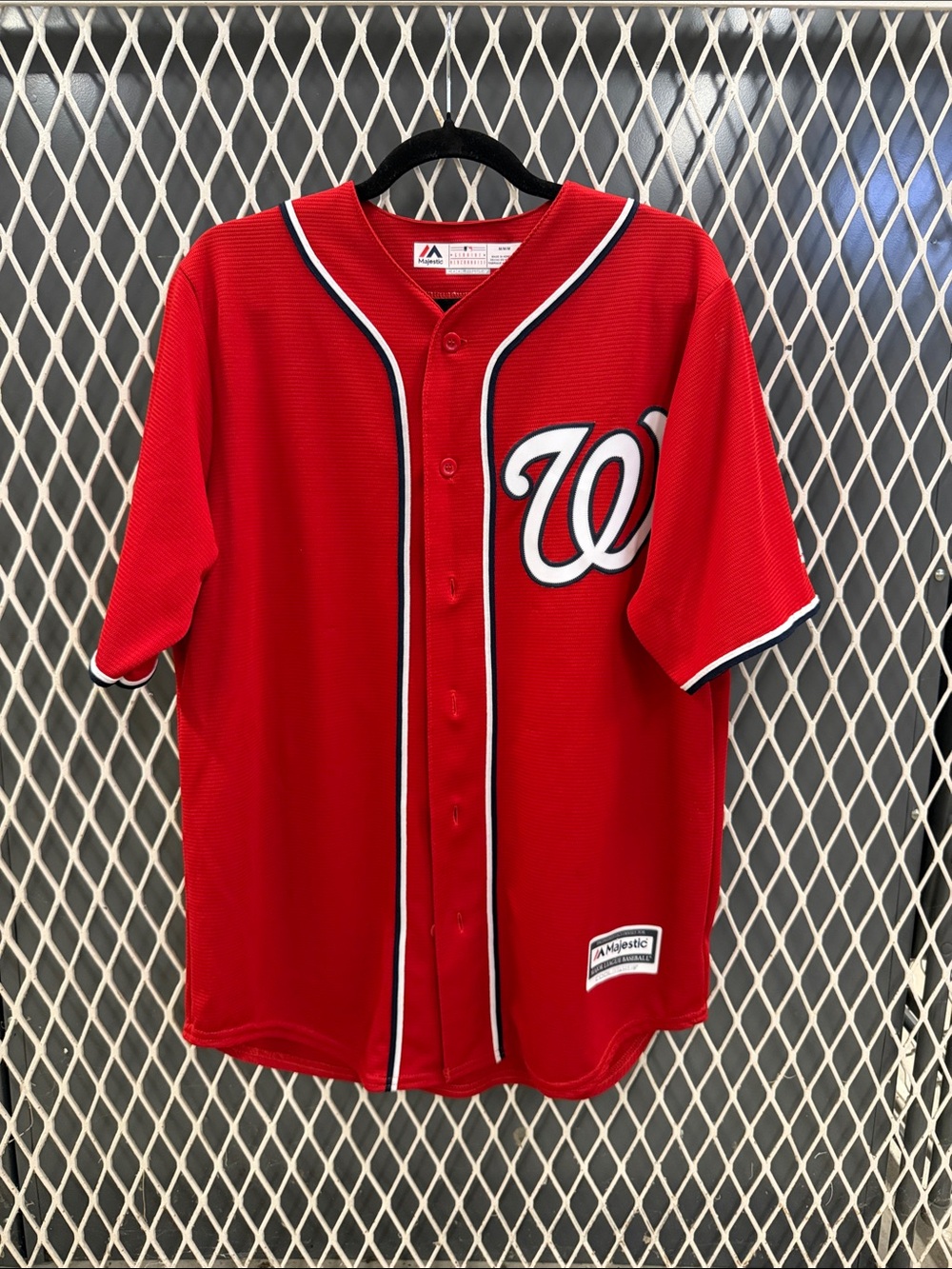 Majestic Washington Nationals Red Button-Up Baseball Jersey